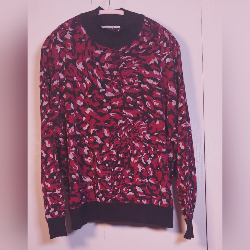 Eloquii Elements Oversized Cheetah Intarsia Mock Neck Sweater Size 18/20 Glam - Picture 10 of 12